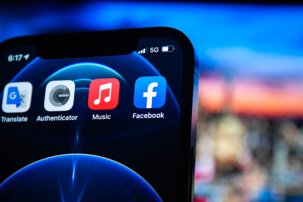 Facebook application on iPhone 12 Pro