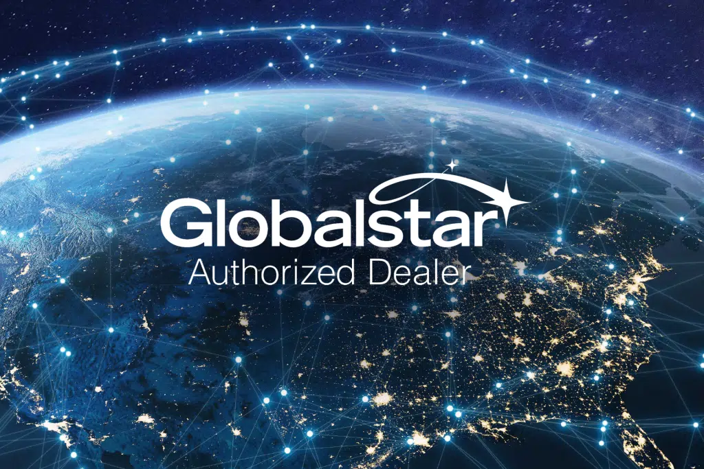 Globalstar authorized dealer satellite network illustration showing global digital connectivity from space